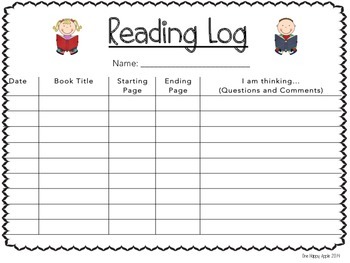 Reading log by One Happy Apple | Teachers Pay Teachers