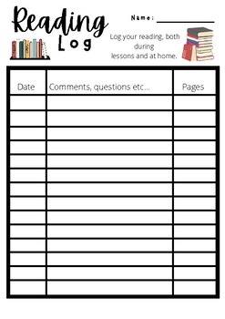 Reading log by Pernilla's English Classroom | TPT