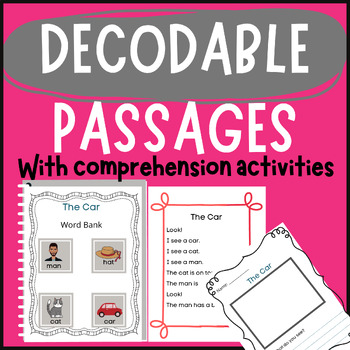 Preview of Decodable reading passages with visuals and comprehension activities