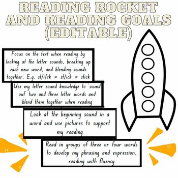 Preview of Reading rocket and goals (editable)