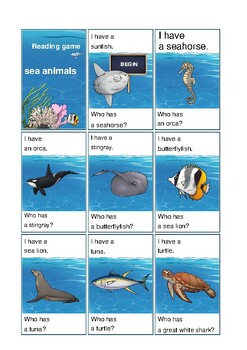 Preview of Reading sea animals game