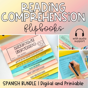 Preview of Reading skills flipbooks in Spanish | BUNDLE - w/ audio support