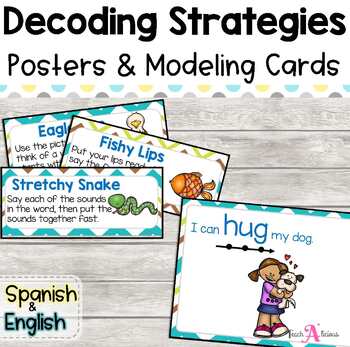 Preview of Decoding Strategies Posters & Modeling cards for Reading | In English & Spanish