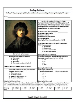 Preview of Intervention and Test Prep with Rembrandt Skills Sheet