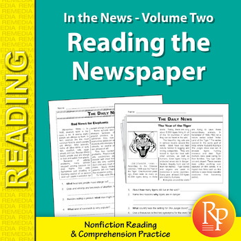 Preview of Reading the Newspaper: Short Non Fiction Passages - Activities - Worksheets