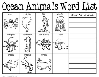 Writing About Ocean Animals by First Grade Schoolhouse | TPT