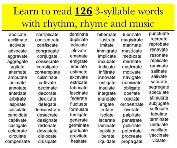 Preview of Reading with Rhythm and Rhyme mp4 Kathy Troxel - 3-syllable words ending in ate