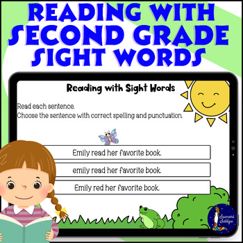 Preview of Reading with Second Grade Sight Words BOOM Cards