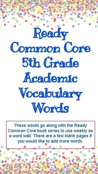 Preview of Ready Common Core 5th Grade Academic Vocabulary Words