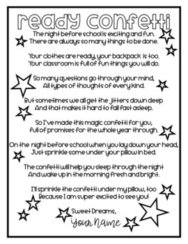 Ready Confetti Poem Labels by Mrs Rainbow Bright TPT
