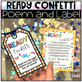 Ready Confetti Poem and Tag for Back to School
