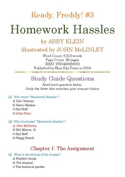 Preview of Ready, Freddy! #3: Homework Hassles by ABBY KLEIN Multiple-Choice Quiz w/Ans Key