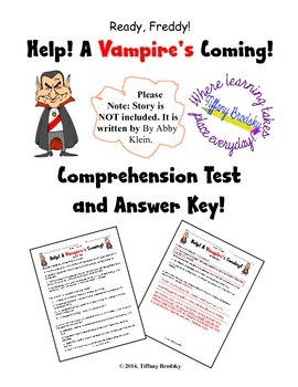 Preview of Ready, Freddy! Help! A Vampire's Coming! Comprehension Test & Answer Key