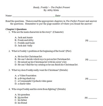 Preview of Ready Freddy - The Perfect Present Comprehension Questions