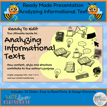 Preview of Ready Made Presentation Analyzing Informations Texts - Authors Purpose Editable!