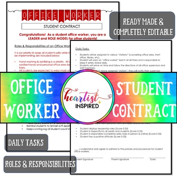 Preview of Ready Made Student Office Worker Contract - Completely Editable to serve you!
