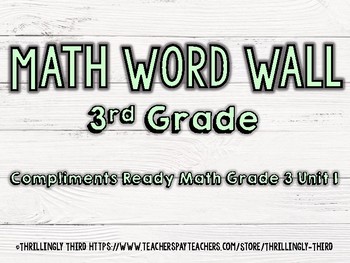 Preview of Ready Math 3rd Grade Vocabulary Word Wall Cards- All Units