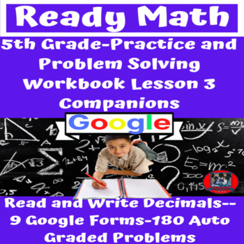 Preview of Ready Math-5th Grade-Lesson 3-Workbook Companion-Google Forms-Decimals