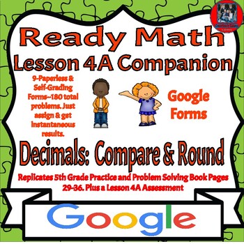 Preview of Ready Math-5th Grade-Lesson 4A-Workbook Companion-Google Forms-Decimals