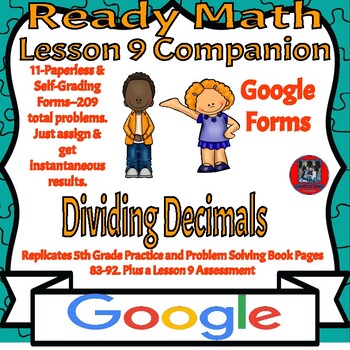 Preview of Ready Math-5th Grade--Lesson 9-Workbook Companion-Dividing Decimals-Google
