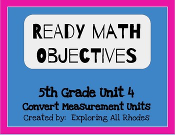 Preview of Ready Math 5th Grade Unit 4 Lesson Objectives