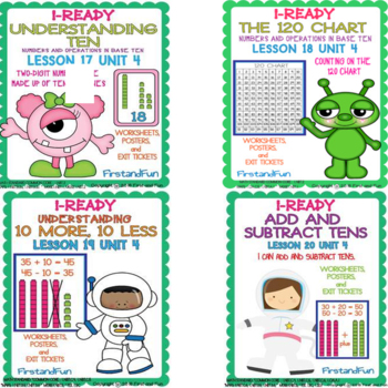 Preview of IReady 1ST Grade Math Complete Unit 4 Bundle -Tens