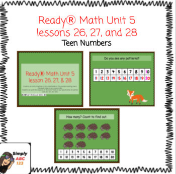 Preview of ReadyⓇ Math Unit 5 lesson 26, 27, and 28  - Teen Number Slides