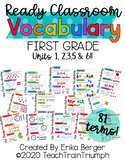 Ready Math VOCABULARY CARDS for First Grade