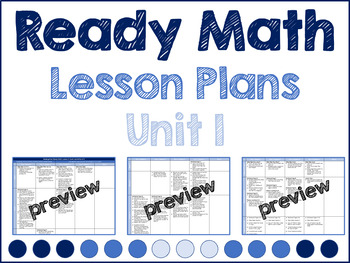 Preview of Ready Math iReady Lesson Plans Unit 1: Lessons 0-5 *NOT EDITABLE VERSION*