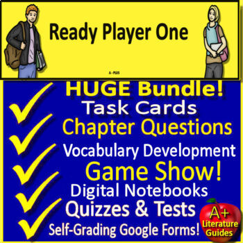 Preview of Ready Player One Novel Study Unit Comprehension Activities, Games, Tests