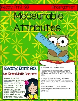 Preview of Ready, Print, GO! No-Prep Math Centers: Measurable Attributes