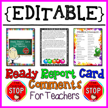 Preview of Ready Report Card Comments for Teachers {EDITABLE} {The Teacher Stop}