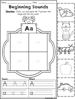 Beginning Sounds Worksheets by Andrea Marchildon | TpT