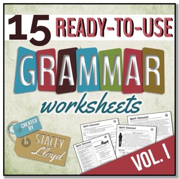 Preview of GRAMMAR ASSESSMENT: 15 Ready-To-Use Worksheets {VOL. I}