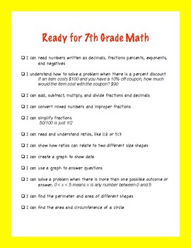 Preview of Ready for 7th Grade Math
