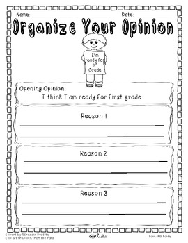 Ready for First Grade Opinion Writing & Graphic Organizer by Casey