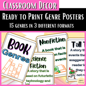 Preview of Ready to Print Genre Poster Wall for Classroom or Library Decor 