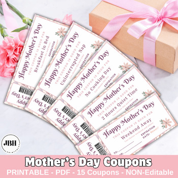Preview of Ready-to-Print Mother's Day Coupon Pack, Quick and Easy Gift