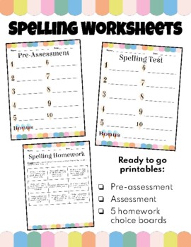 Ready to Print Spelling Worksheets! by Mrs Hektners Class | TpT