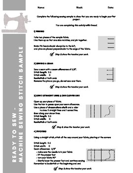 Ready to Sew Stitch Sample - Machine Sewing by Ms Ls Kitchen Connection