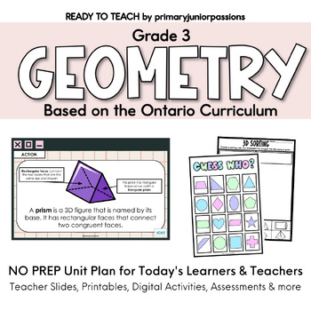 Preview of Ready to Teach | Grade 3 Spatial Sense: Geometry Math Unit Plan | Ontario
