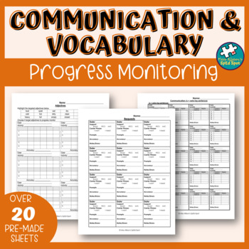 Preview of Communication and Vocabulary IEP Progress Monitoring Sheets for Elementary SpEd