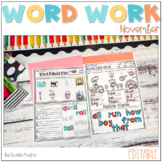 Ready to Work on Words - EDITABLE - November - Word Work 1