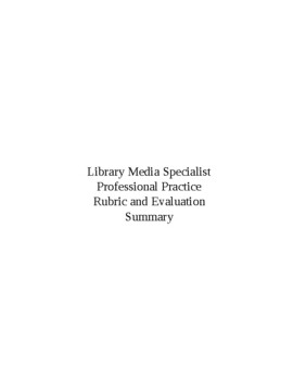 Preview of Library Media Specialist Professional Practice Rubric&Evaluation(Editable doc.)