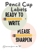 Ready to write, pencil cup labels, please sharpen