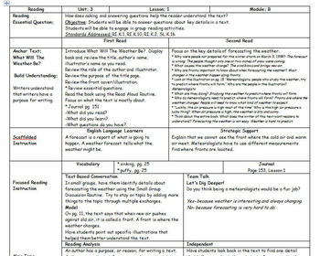 Preview of ReadyGEN Kindergarten Reading & Writing Unit 3 - Mod B Lesson Plan 1-12