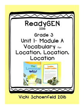 Preview of ReadyGEN Vocabulary The Lemonade War Location, Location, Location