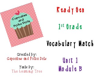 ReadyGen 1st Grade Vocabulary Match Unit 1b by Cupcakes and Polka Dots