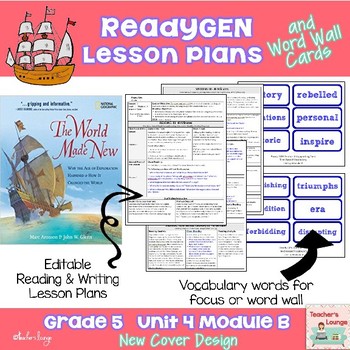 Preview of ReadyGen Lesson Plans Unit 4 Module B  - Word Wall Cards - EDITABLE -Grade 5