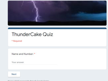 Preview of ReadyGen Thundercake Vocabulary and Comprehension Check